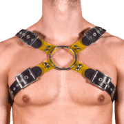 Rubber & Tinted PVC X Style Harness with Yellow Tinted PVC 1